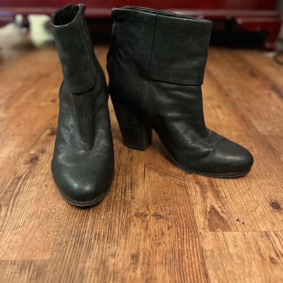 Rag & Bone Black Leather Booties sz 37 - Picture 11 of 12
